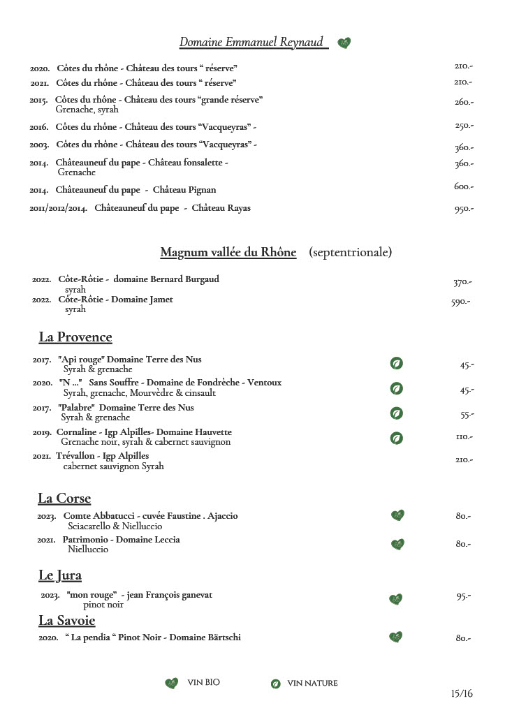 Vins du Domaine Emmanuel Reynaud, Provence, Corse et Jura rouge