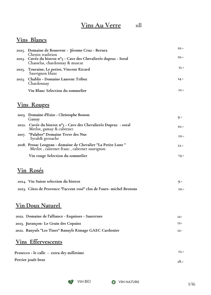 Sélection de vins au verre, blancs, rouges, rosés et vins doux